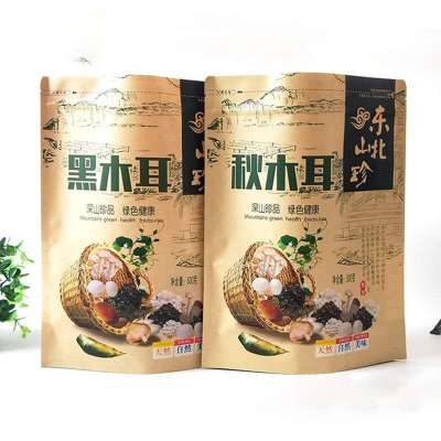 Wholesale customized open window self-sealing kraft paper food packing bag for Black Fungus